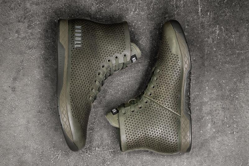 Nobull High-Top Moss Leather Men's Trainers Olive | USA Z1356U